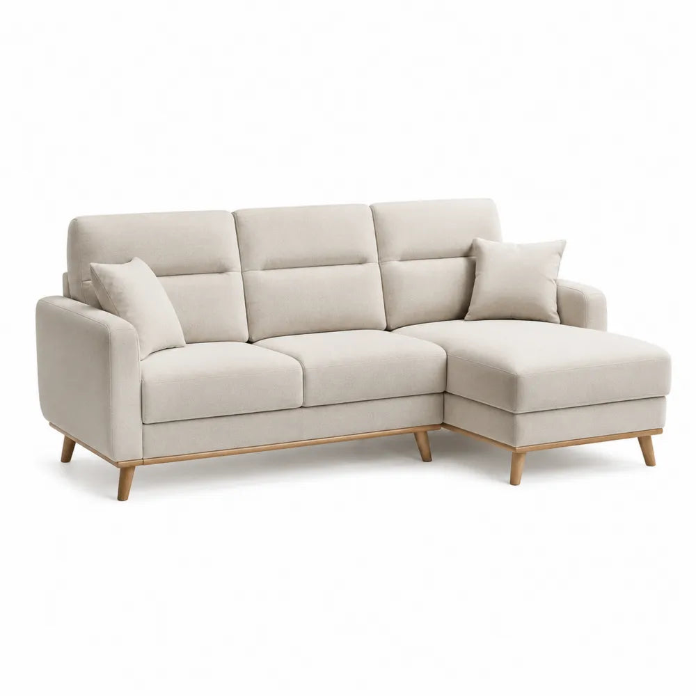 Narożna sofa modułowa z poliestru beżowa 250 cm