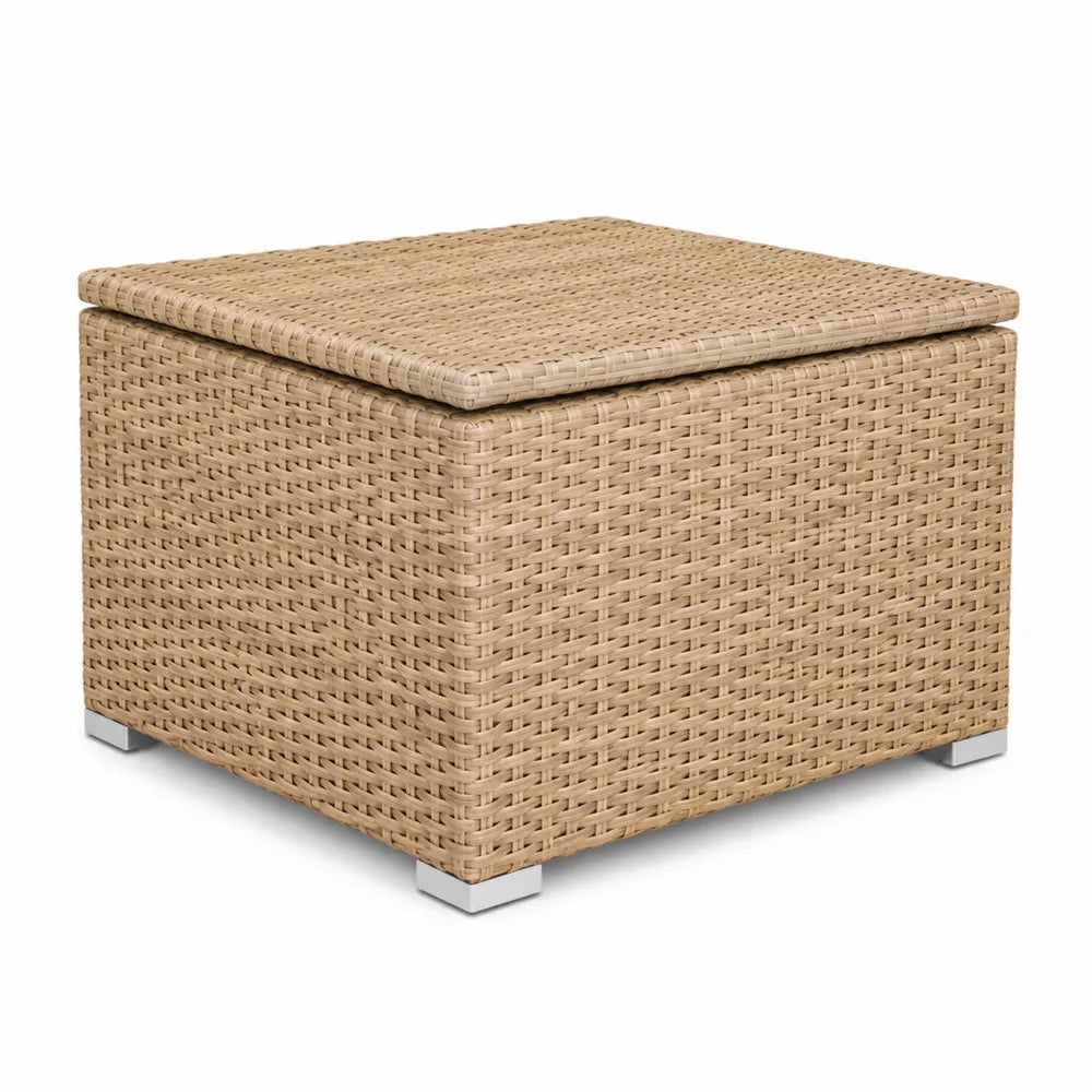 Kwadratowy stolik ogrodowy z technorattanu 55 cm beżowy