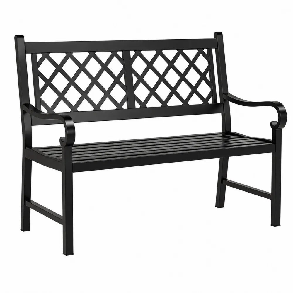 Ławka ogrodowa z aluminium czarna 125 cm