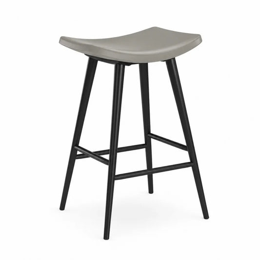 Stołek barowy z siedziskiem poliuretanowym, metalowe nogi, czarny/szary, wysokość 75 cm
