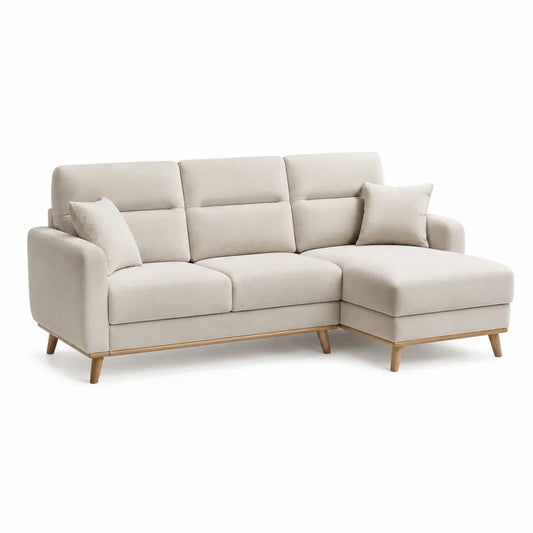 Narożna sofa modułowa z poliestru beżowa 250 cm