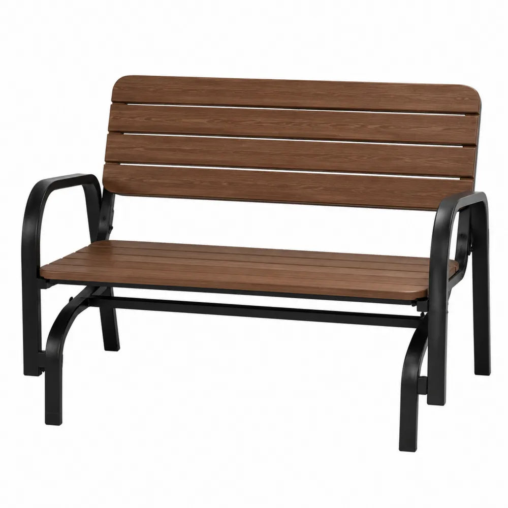 Ławka metalowa z siedziskiem z tworzywa drewnopodobnego brązowa 127 cm