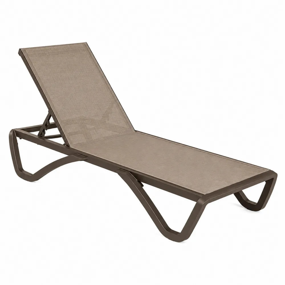 Leżak aluminiowy z tkaniną tekstylną brązowy 195 cm