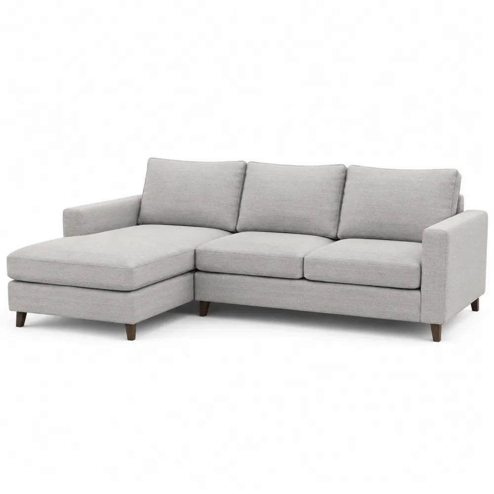 Modułowa sofa narożna z szezlongiem z tkaniny poliestrowej szara