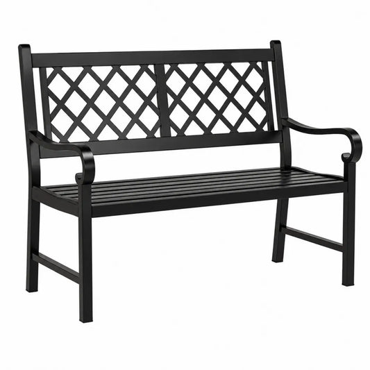 Ławka ogrodowa z aluminium czarna 125 cm