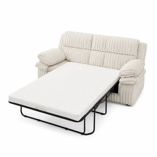 Sofa rozkładana welurowa dwuosobowa beżowa