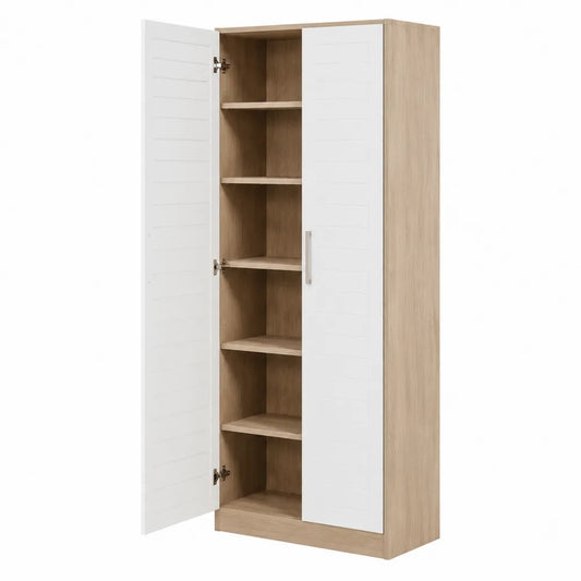 Szafka do przechowywania z laminowanego MDF biały i dąb sonoma 80x190x40 cm