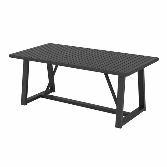Stół ogrodowy metalowy czarny 180 cm