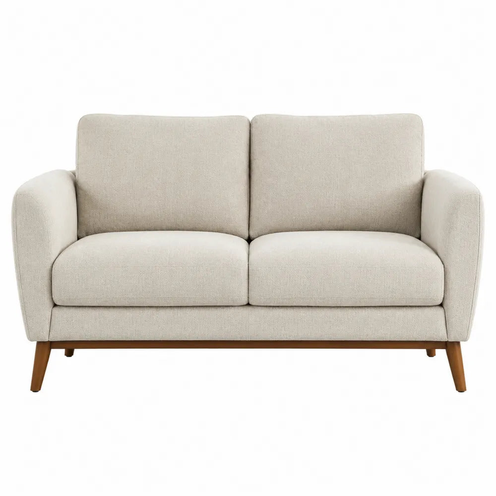 Dwuosobowa sofa z tkaniny poliestrowej, kremowa, 150 cm x 90 cm x 85 cm