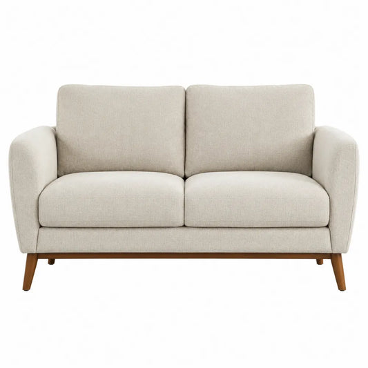 Dwuosobowa sofa z tkaniny poliestrowej, kremowa, 150 cm x 90 cm x 85 cm